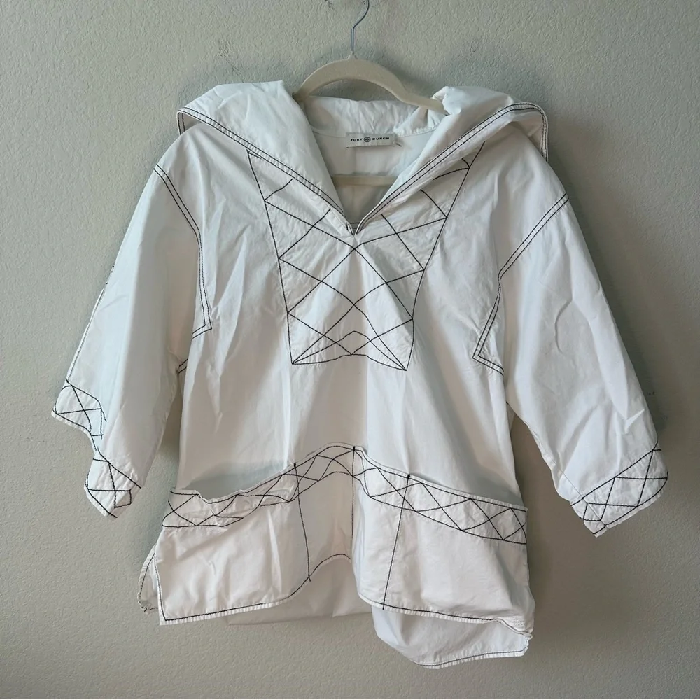 Tory Burch diamond-stitch poplin tunic SZ US 10 - Picture 3 of 12